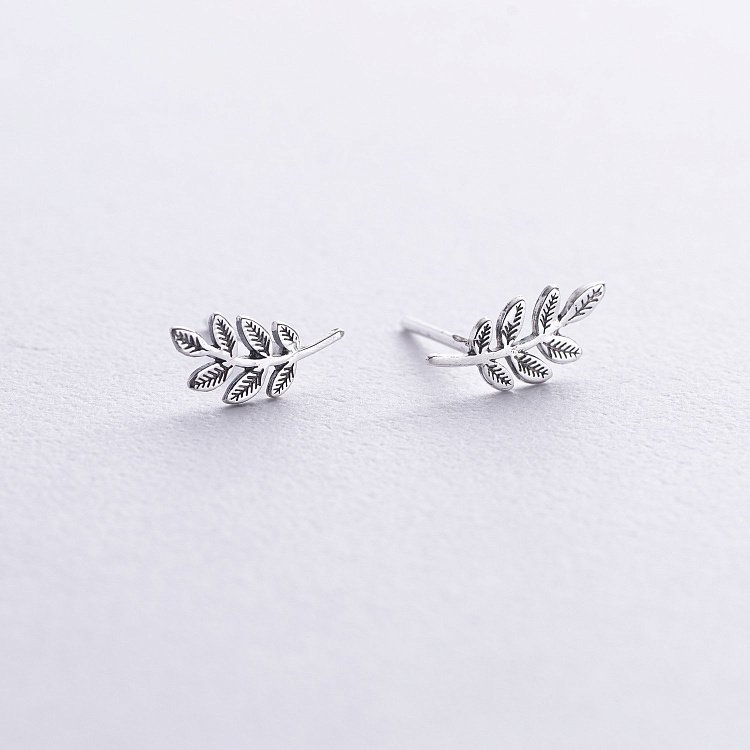 Серебряные серьги - пусеты "Веточки" 122691 от ювелирного магазина Оникс