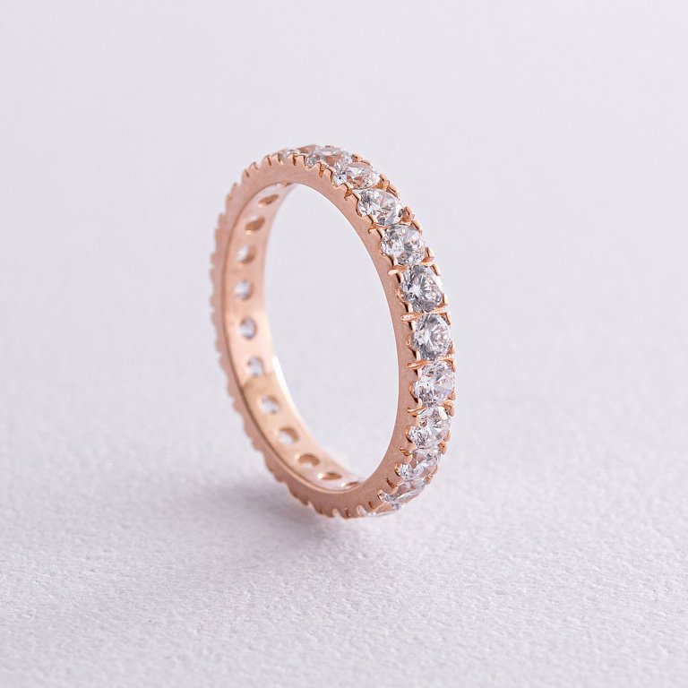 Кольцо с дорожкой камней в красном золоте (фианиты) к07388