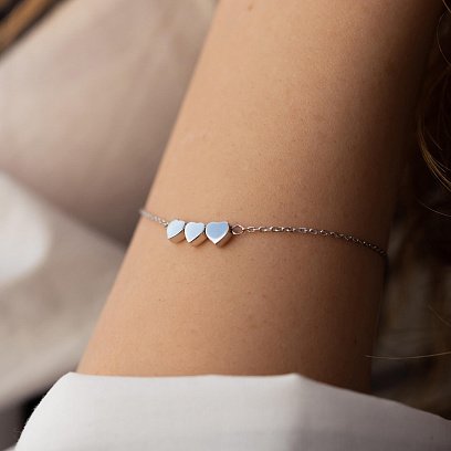 Серебряный браслет "Сердечки" 905-00885 №6