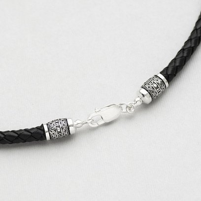 Шкіряний шнурок зі срібною застібкою "Спаси і сохрани" (5 мм) 18712 №8