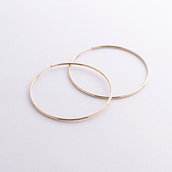 Сережки - кільця в жовтому золоті (5.3 см) с08770 №2