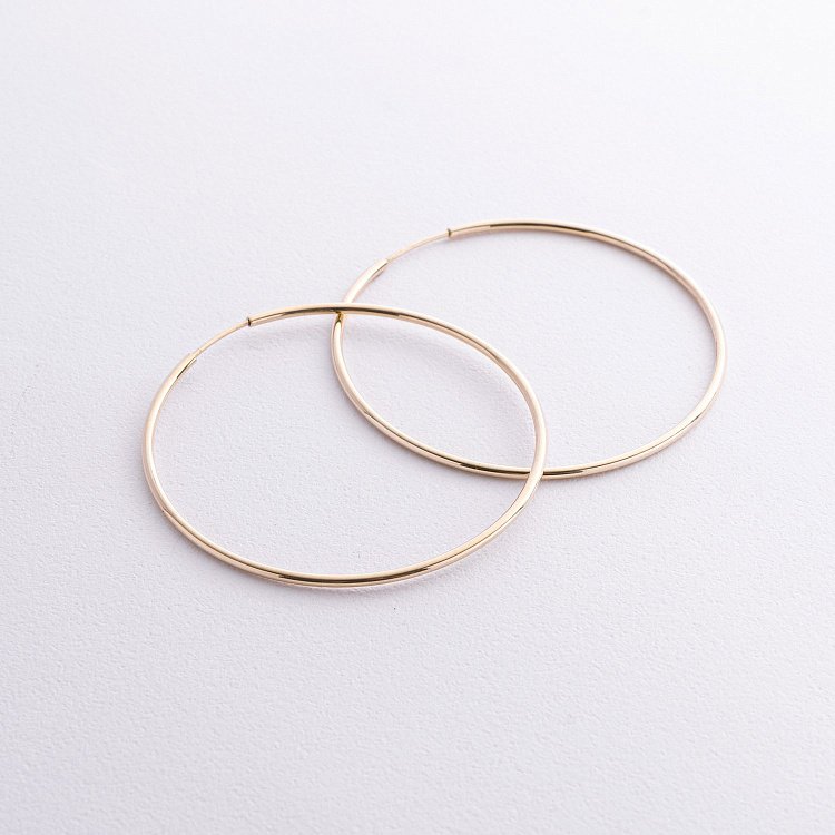 Сережки - кільця в жовтому золоті (5.3 см) с08770 від ювелірного магазину Онікс - 1