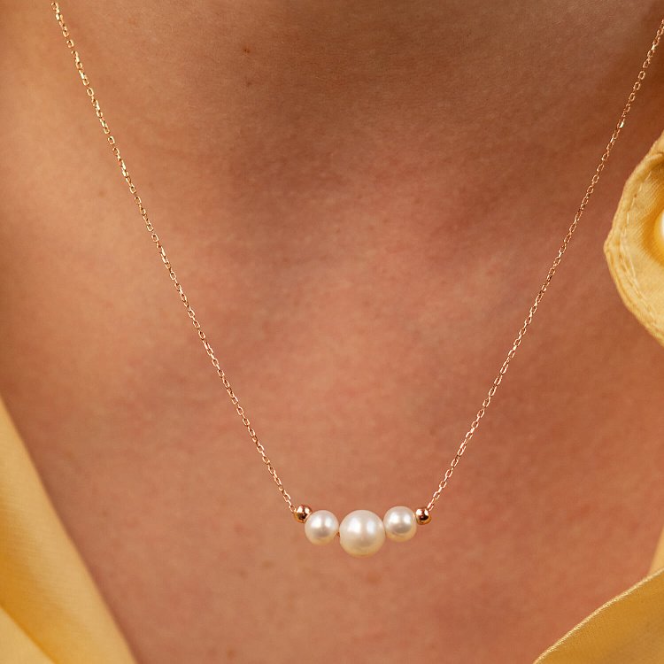 Кольє з кульками та перлами (червоне золото) кол02406 від ювелірного магазину Онікс - 1