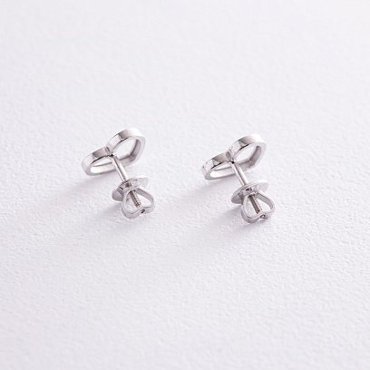 Серьги - пусеты "Сердечки" в белом золоте с08170 №7