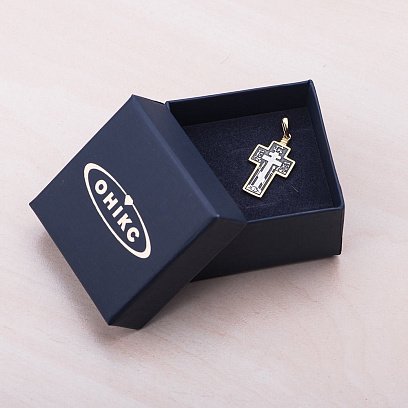 Срібний хрестик з позолотою 132465 №3