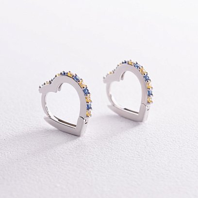 Серебряные серьги "Сердечки" с фианитами OR111590