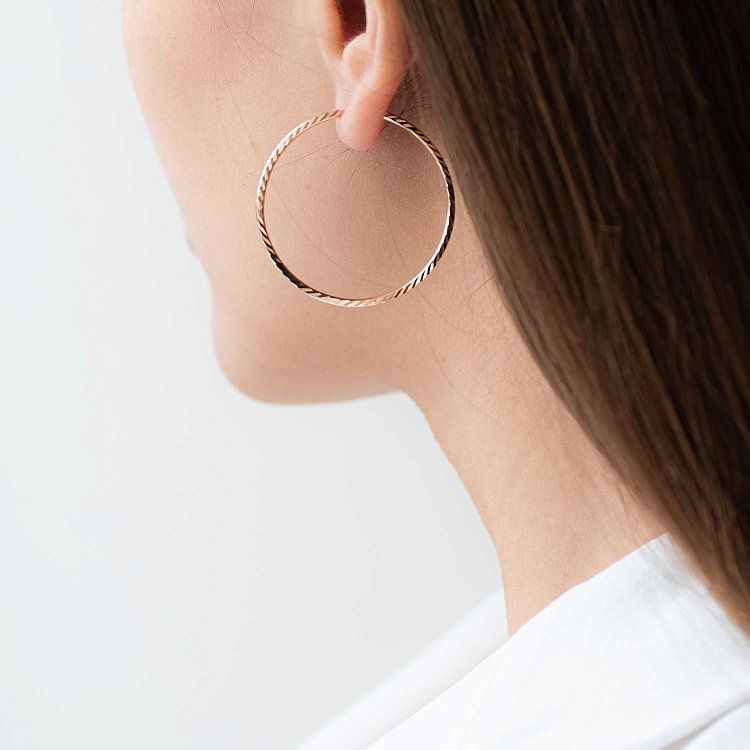 Золотые серьги "Кольца" (3.9 см) с01879 от ювелирного магазина Оникс - 1