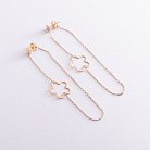 Золоті сережки - пусети на ланцюжку "Квіточки" с05953 от ювелирного магазина Оникс - 1