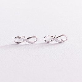 Сережки - пусети "Нескінченність" в білому золоті с07764