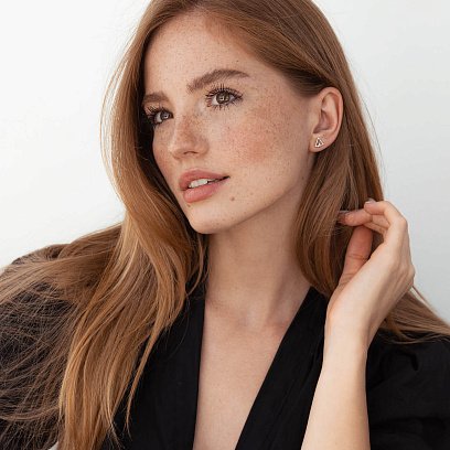 Сережки-пусети "Трикутники" (біле золото) с06979 №5