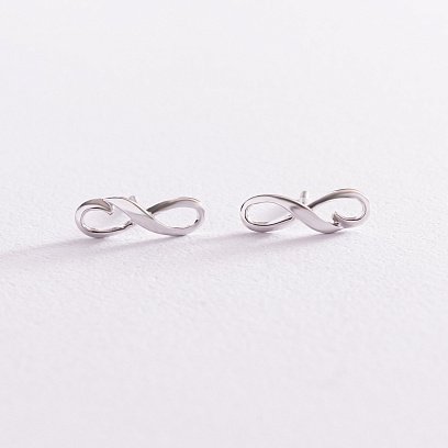 Сережки - пусети "Нескінченність" в білому золоті с07764