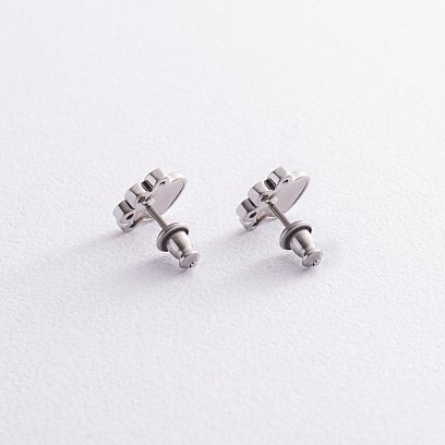 Детские серьги - пусеты "Лапки" в серебре (эмаль, фианиты) 445 №3