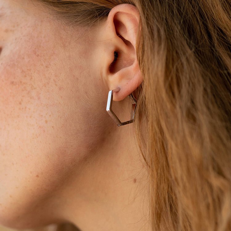 Серебряные серьги "Шестиугольники" 902-01270 от ювелирного магазина Оникс - 5