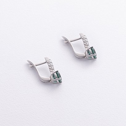 Срібні сережки з кварцом і фіанітами 2521/1р-QGR №2
