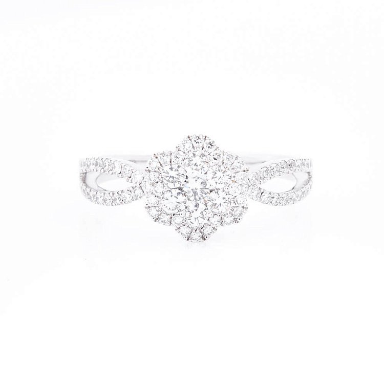 Золотое кольцо с бриллиантами "Цветочек" кб0095cha - 2 Золотое кольцо с бриллиантами "Цветочек" кб0095cha от ювелирного магазина Оникс - 2