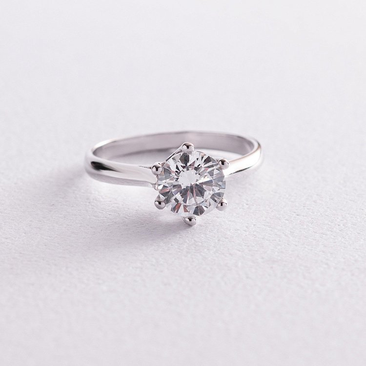 Помолвочное кольцо из белого золота с фианитом к03097 от ювелирного магазина Оникс - 2