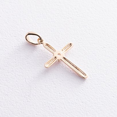 Крестик с фианитом (желтое золото) п03837 №3