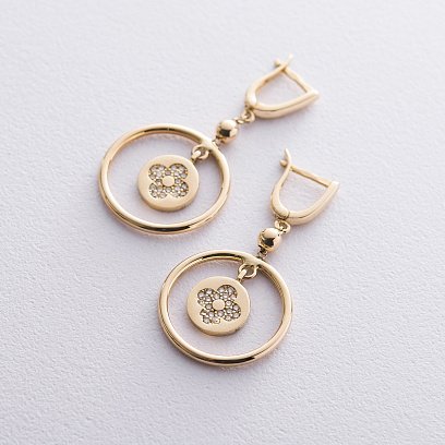 Сережки "Конюшина" в жовтому золоті с06370
