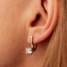 Золотые серьги с сердечками (фианиты) с08639 от ювелирного магазина Оникс - 3