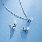 Золотые серьги - пусеты "Альма" (голубые фианиты, жемчуг) с08253 от ювелирного магазина Оникс - 8