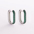 Срібні сережки із зеленими фіанітами 841 от ювелирного магазина Оникс