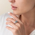 Серебряное помолвочное кольцо с голубым топазом и фианитами 111457 от ювелирного магазина Оникс - 1