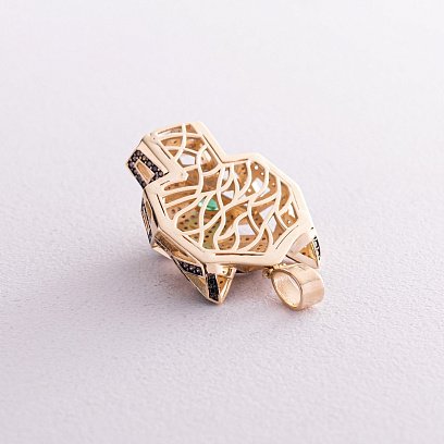 Подвеска "Пантера" с фианитами (желтое золото) п03723 №5