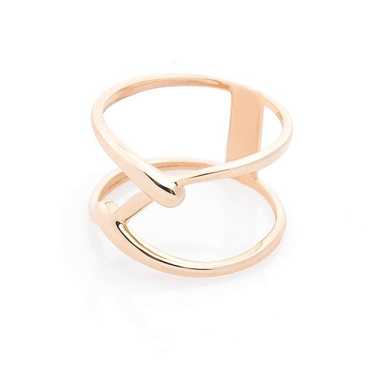 Золотое двойное кольцо к05592 от ювелирного магазина Оникс - 1