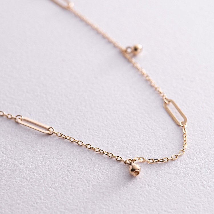 Колье с шариками в желтом золоте кол02384 от ювелирного магазина Оникс - 2