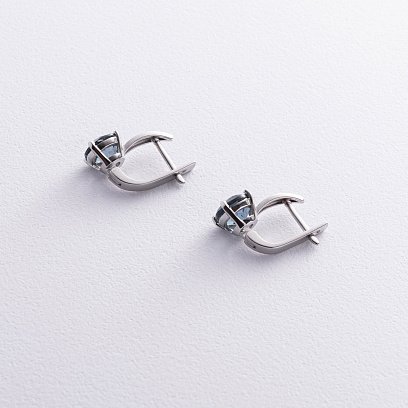 Серебряные серьги с топазами "Лондон Голубой" GS-02-003-33 №3