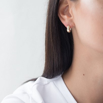 Золотые серьги - кольца без камней с05275 №7