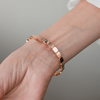 Жорсткий браслет "Claudia" у червоному золоті (фіаніти) б05557 №5