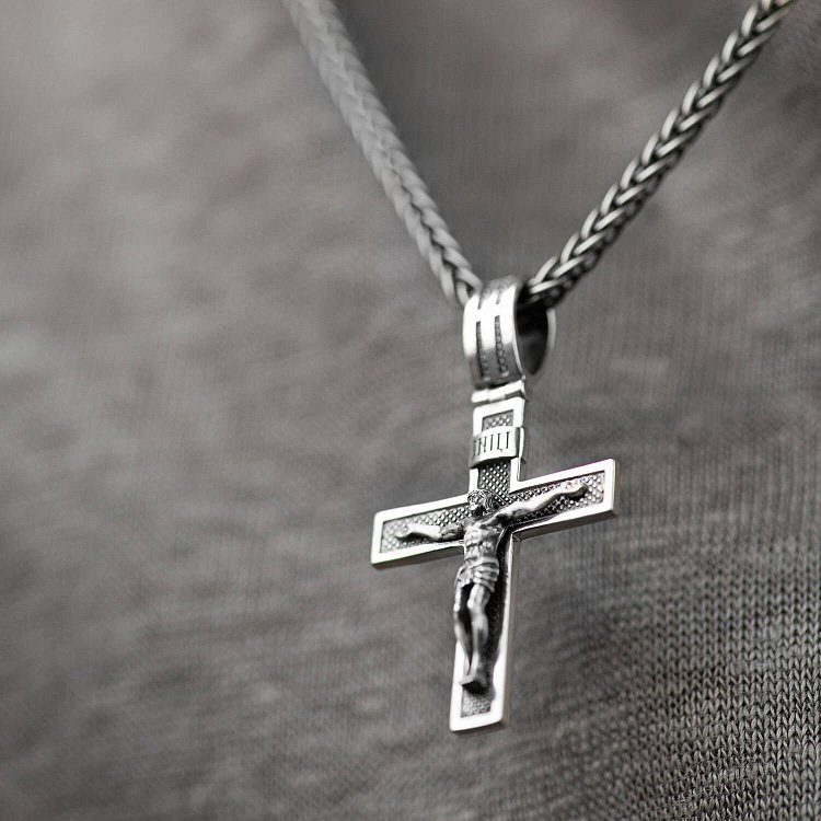 Серебряный крест "Распятие. Спаси и Сохрани" (на укр. языке) 1173 от ювелирного магазина Оникс - 1
