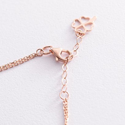 Двойной браслет "Клевер" в красном золоте (перламутр) б04826 №4