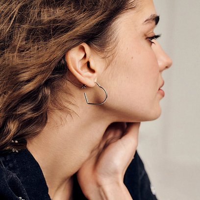 Золотые серьги - пусеты "Сердечки" с07981 №9