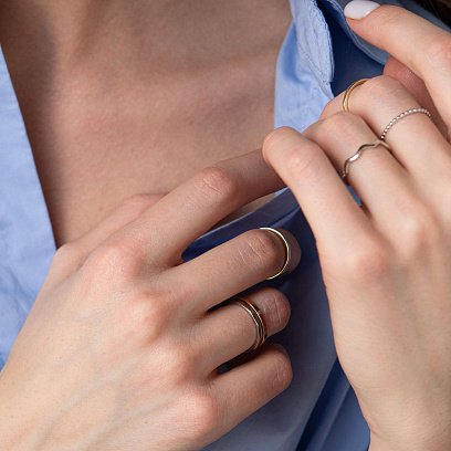 Кольцо "Далия" в белом золоте к06555 №4