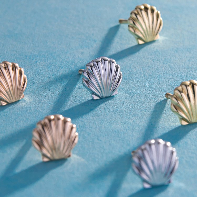 Сережки - пусети "Мушлі" в білому золоті с08471 від ювелірного магазину Онікс - 9