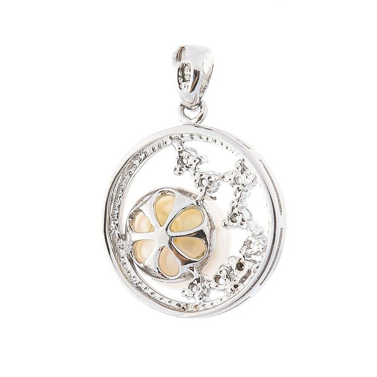 Серебряный кулон (культ. пресн. жемчуг, фианиты) 132042 от ювелирного магазина Оникс - 1