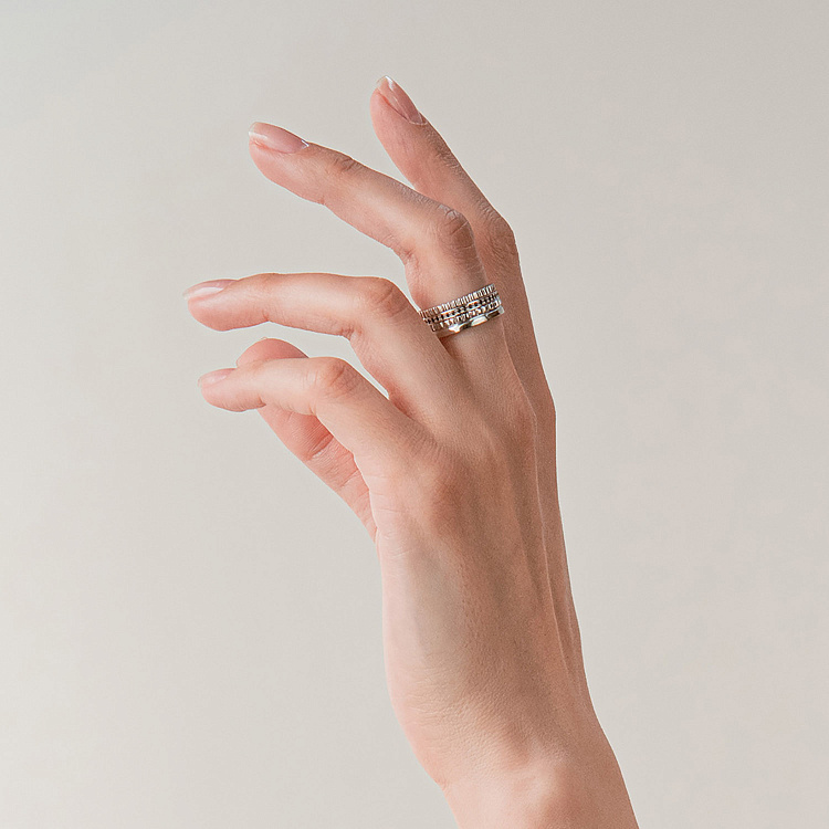 Золотое кольцо "Sharon" с черными фианитами к08301 от ювелирного магазина Оникс - 5