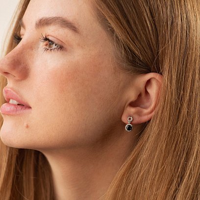 Срібні сережки - пусети із синт. сапфірами 2497/1р-NSPH №3