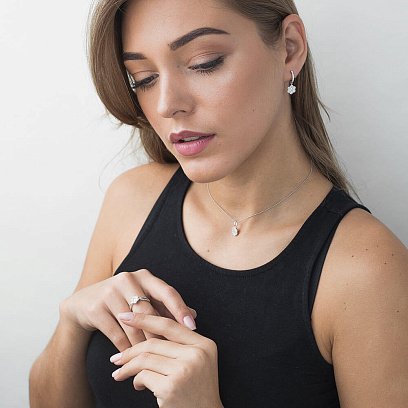 Золотые серьги с бриллиантами "Цветочек" сб0092cha №4