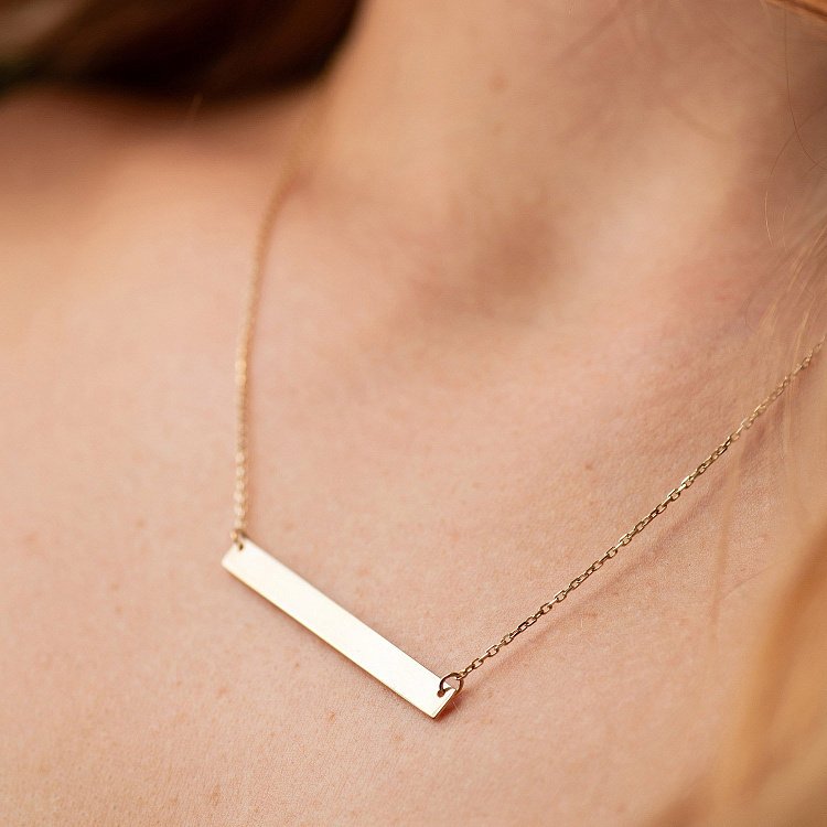 Кольє з пластиною для гравіювання (жовте золото) кол02477 від ювелірного магазину Онікс - 1