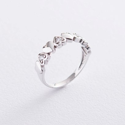 Золота каблучка "Сердечка" (фіаніти) к05595 №3