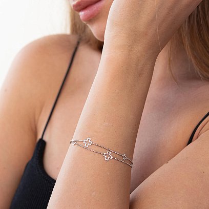 Браслет "Крестики" в белом золоте б04523 №2