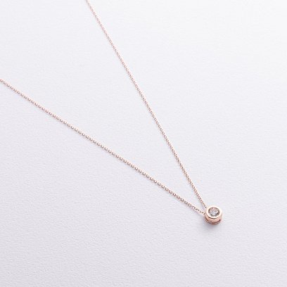 Золотое колье с одним фианитом кол01641 №3