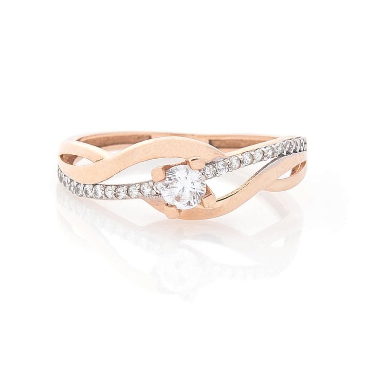 Золота заручальна каблучка з фіанітами к03342 від ювелірного магазину Онікс - 2