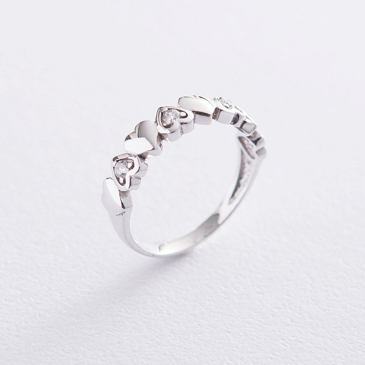 Золота каблучка "Сердечка" (фіаніти) к05595 від ювелірного магазину Онікс - 2