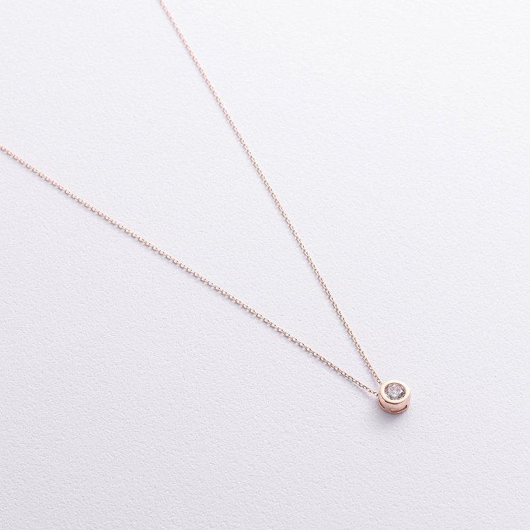 Золотое колье с одним фианитом кол01641 от ювелирного магазина Оникс - 2