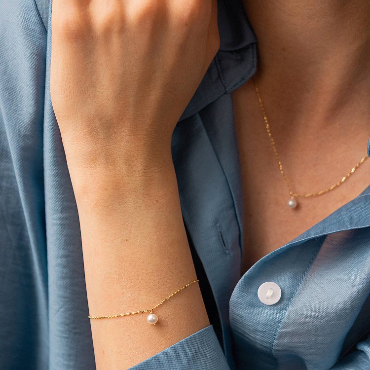 Браслет із перлиною (жовте золото) б05265 від ювелірного магазину Онікс - 4