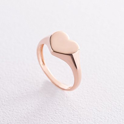 Каблучка "Сердечко" в червоному золоті (можливе гравіювання) к07144 №2